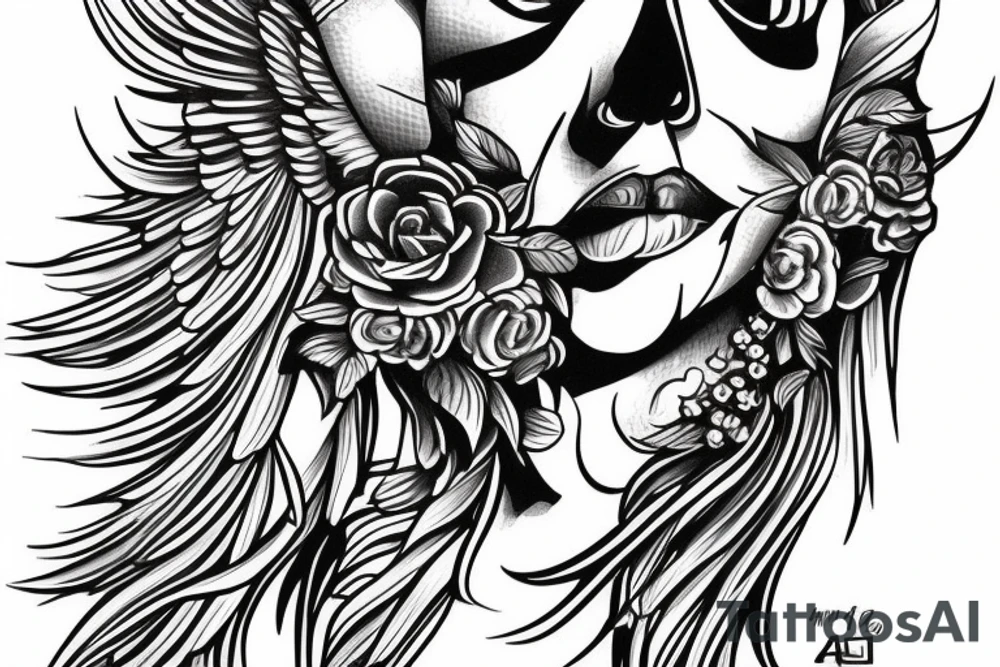 AK-47 angel tattoo idea