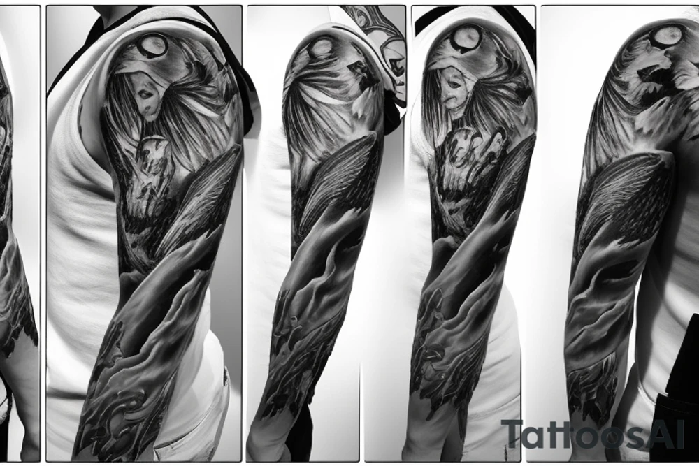 AK-47 angel tattoo idea