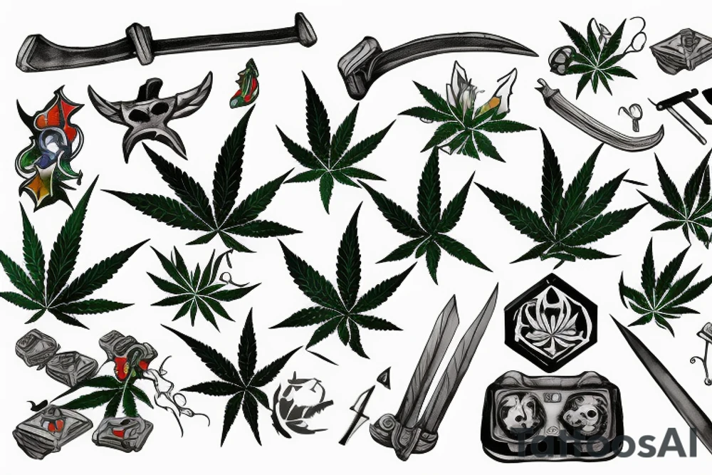 Weed, Gaming and Sword tattoo idea