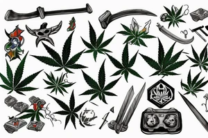Weed, Gaming and Sword tattoo idea