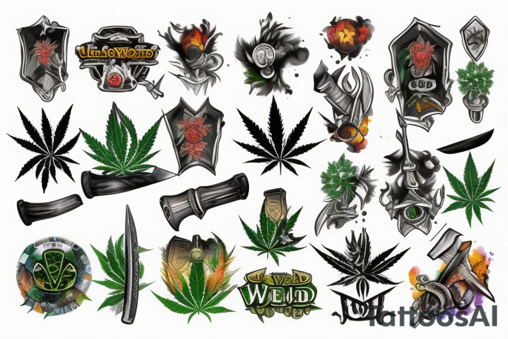 Weed, Gaming and Sword tattoo idea