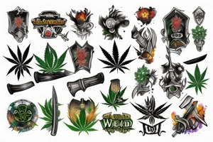 Weed, Gaming and Sword tattoo idea
