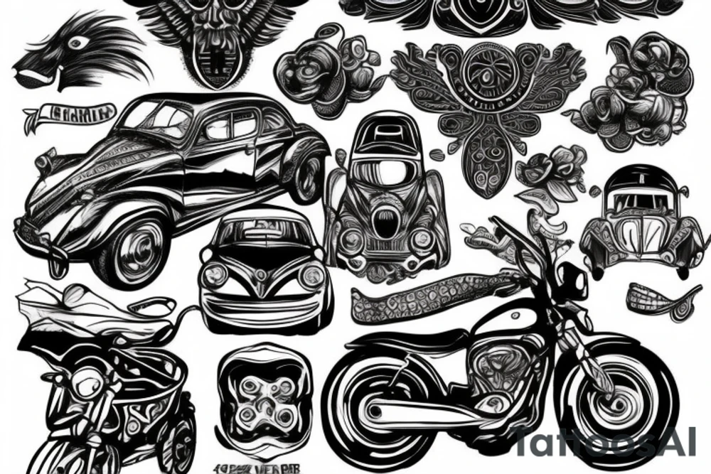 Car, automotive, slavic culture tattoo idea