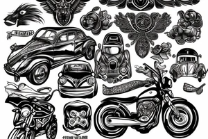 Car, automotive, slavic culture tattoo idea