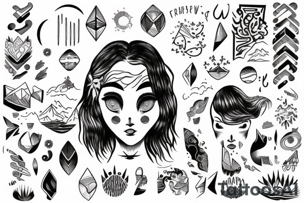 Wanderer girl with mountain and ocean tattoo idea