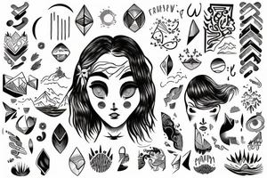 Wanderer girl with mountain and ocean tattoo idea