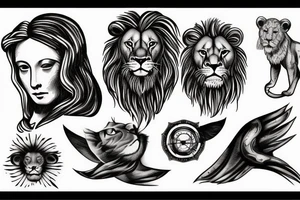Da Vinci in space with lion tattoo idea