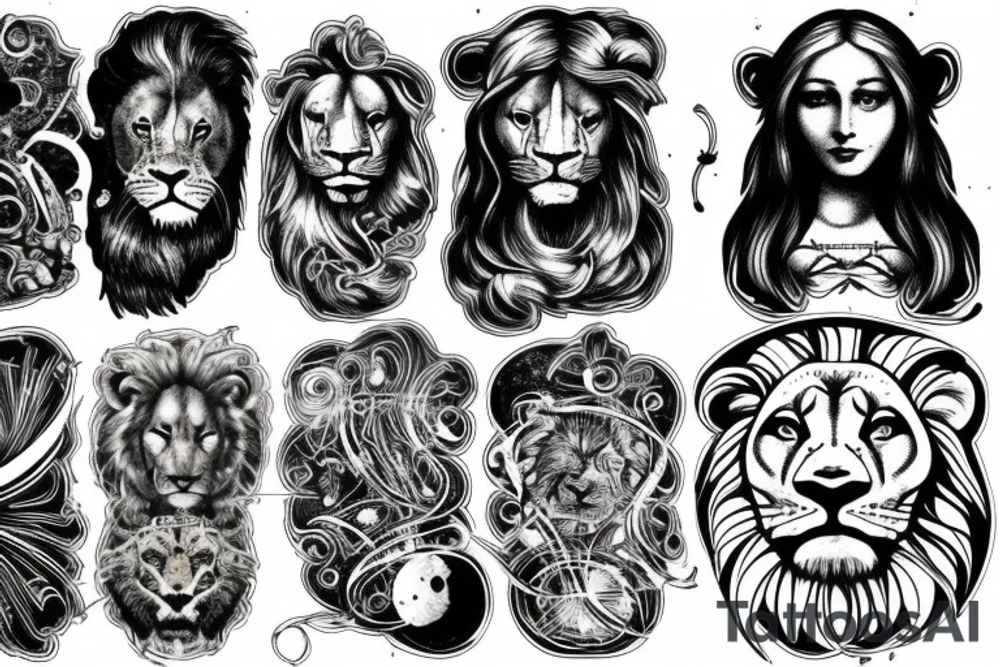 Da Vinci in space with lion tattoo idea