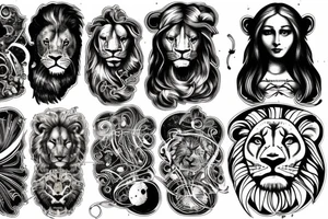Da Vinci in space with lion tattoo idea