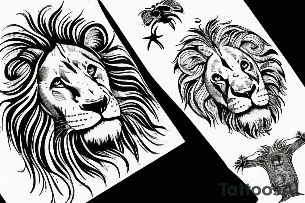 Da Vinci in space with lion tattoo idea