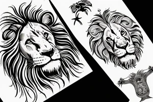 Da Vinci in space with lion tattoo idea