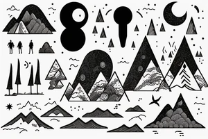 Wanderer girl with mountain and ocean tattoo idea