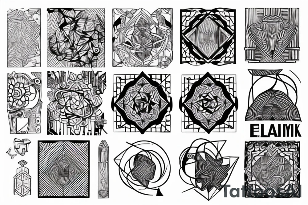 Dark geometric tattoo idea