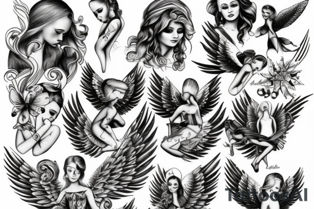 old school angel tattoo idea