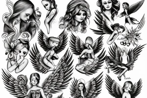 old school angel tattoo idea