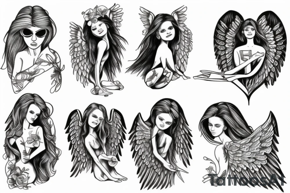 old school angel tattoo idea