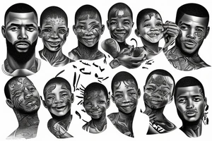 Black Man and children tattoo idea