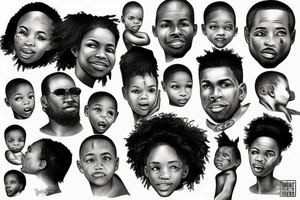Black Man and children tattoo idea