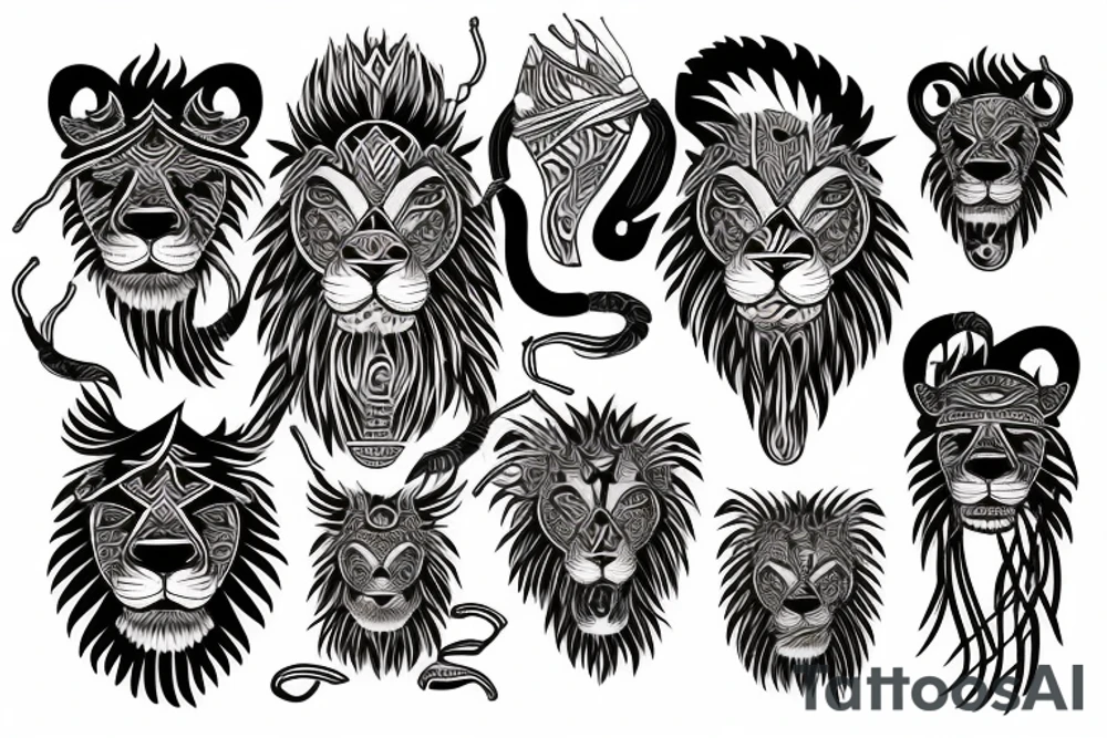 A head of lion and the body of a cobra tattoo idea