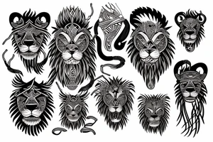 A head of lion and the body of a cobra tattoo idea