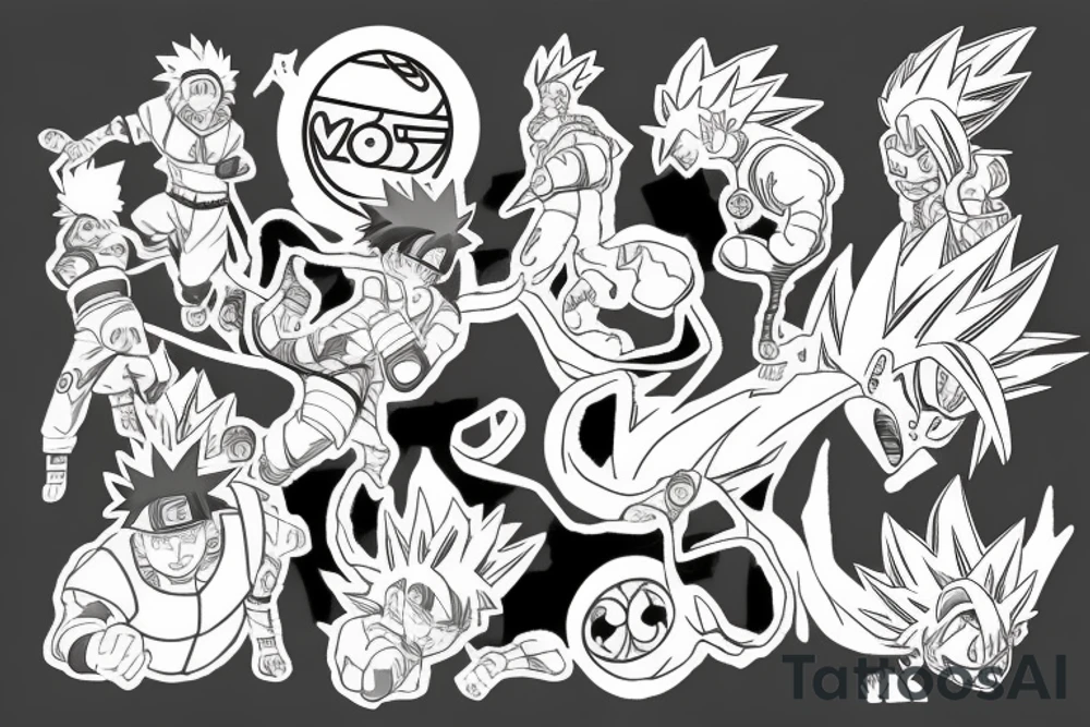 Naruto pokemon dragon ball tattoo idea