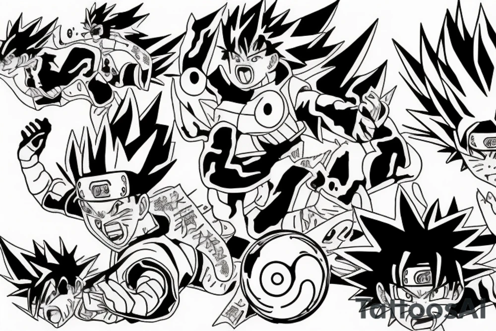 Naruto pokemon dragon ball tattoo idea