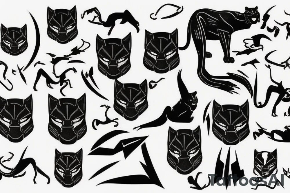 a black panther american traditional style tattoo idea