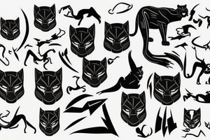 a black panther american traditional style tattoo idea