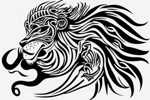 A head of lion and body of  a snake tattoo idea