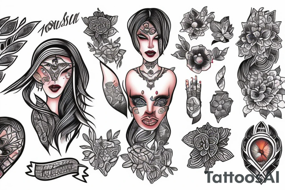 Female with mooustahe tattoo idea