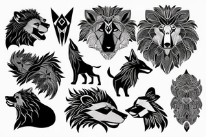 wolf lion deer bear fox tattoo idea