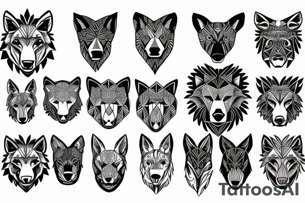 wolf lion deer bear fox tattoo idea