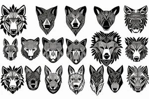 wolf lion deer bear fox tattoo idea