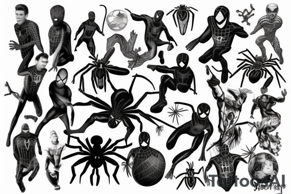 spider man and lionel messi tattoo idea