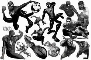 spider man and lionel messi fight tattoo idea