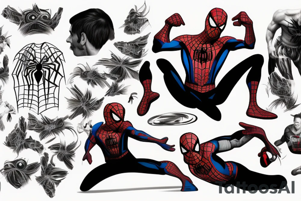 spider man and lionel messi fight tattoo idea