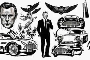 james bond in the aston martin tattoo idea