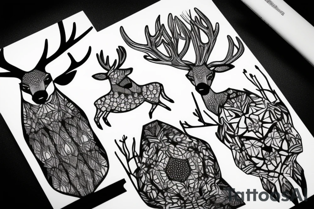 deer in the forest tattoo idea