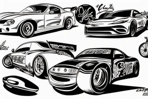 Drag race , fast car , racing tattoo idea