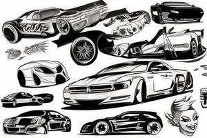 Drag race , fast car , racing tattoo idea