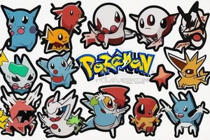 Pokémons, full arm, color, tattoo idea
