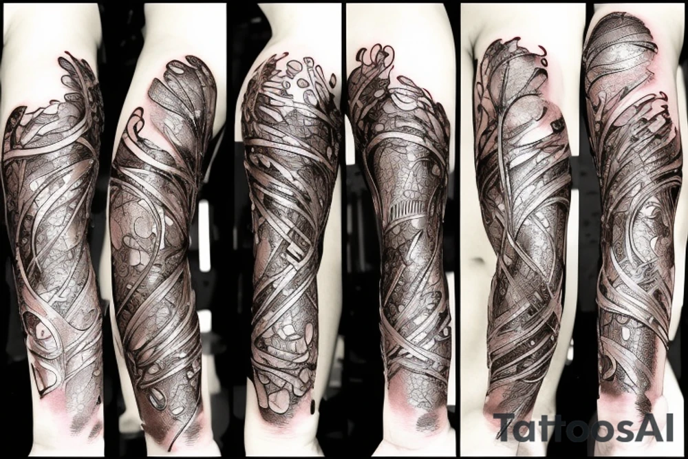 full arm bio organical metal and glass tattoo idea