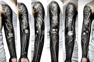 full arm bio organical metal and glass tattoo idea