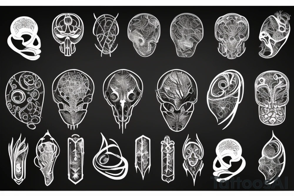 bio organical metal and glass tattoo idea
