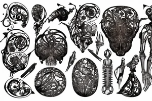 bio organical metal and glass tattoo idea