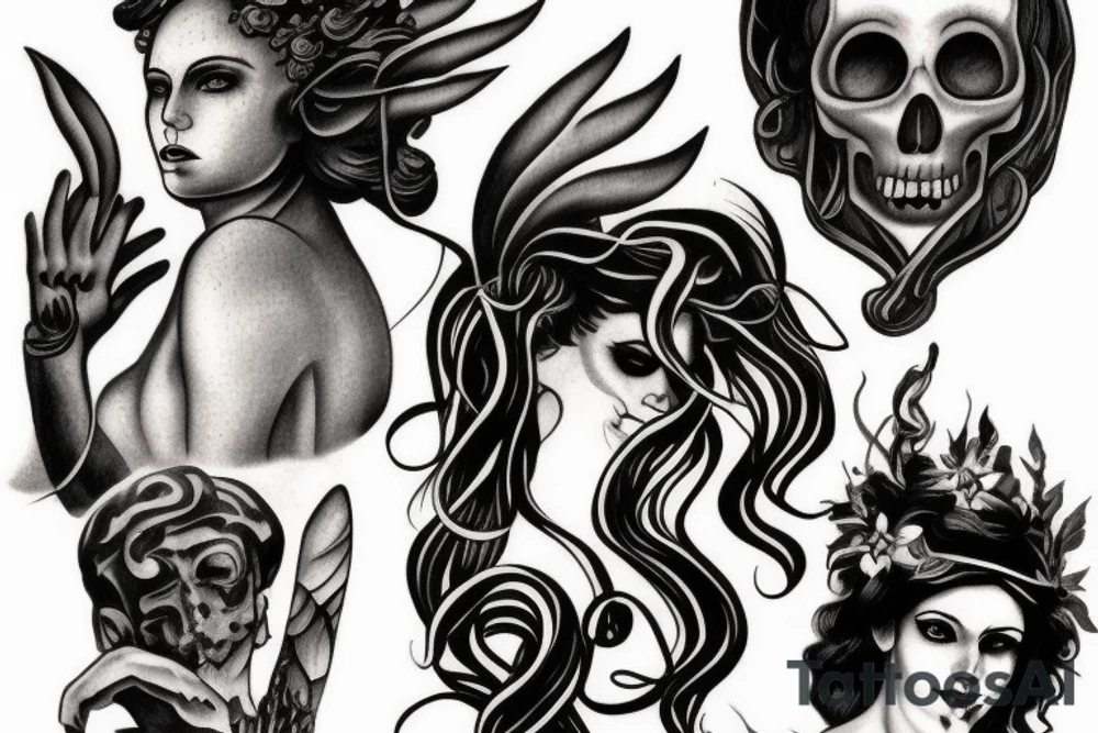 dark figure from greek mythology tattoo idea