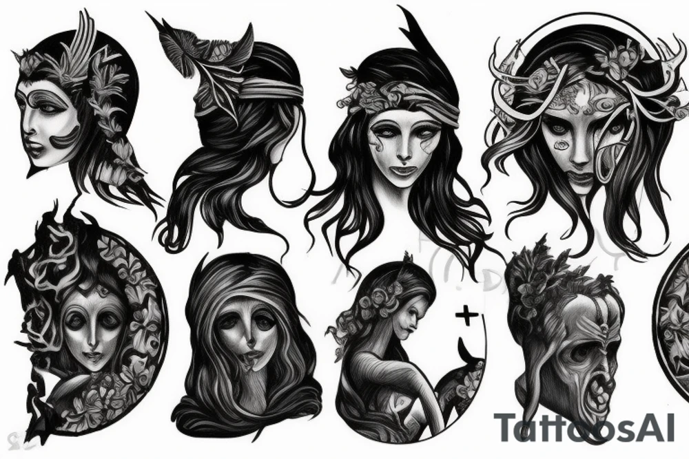 dark figure from greek mythology tattoo idea