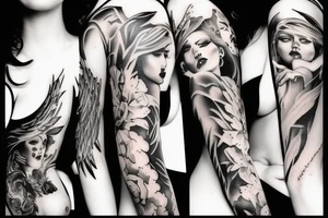 Sexy and dark fallen Angel woman with tatoos tattoo idea