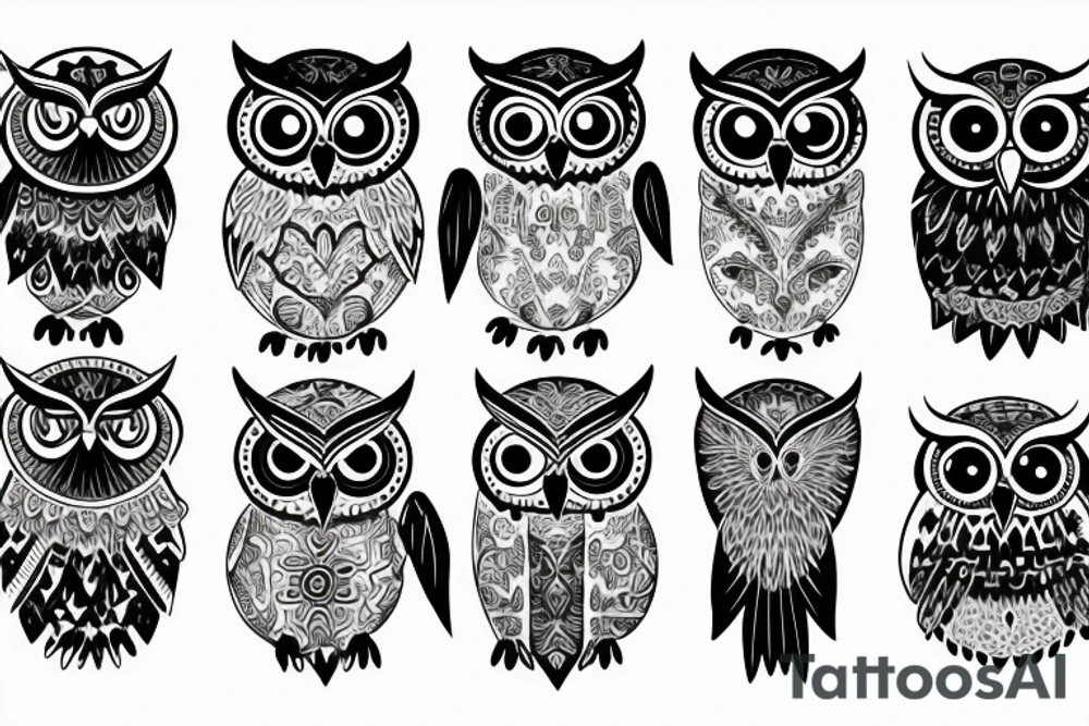 owl with Slavic woman tattoo idea