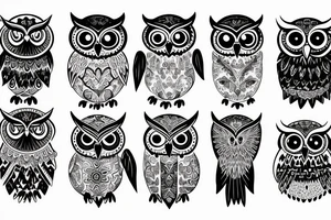 owl with Slavic woman tattoo idea